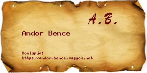 Andor Bence névjegykártya